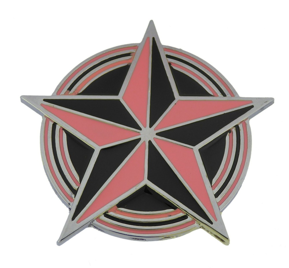 Classic Pink Black Star Belt Buckle Metal Plain Finished Punk Heavy Rock Unisex