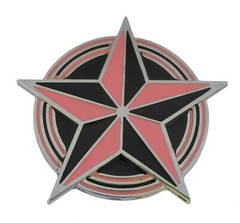 Classic Pink Black Star Belt Buckle Metal Plain Finished Punk Heavy Rock Unisex