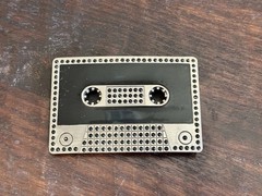 METAL CASSETTE TAPE BLACK ENAMEL RHINESTONE CRYSTAL BELT BUCKLE RETRO 80S/90S