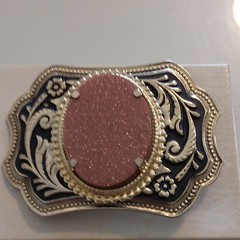 Belt Buckle NASA Moon Rover Solid Pewter DORY,Sand Stone Gold Tone Buckle