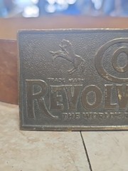 VINTAGE COLT REVOLVERS BRASS BELT BUCKLE ~ GW13 ~ ANTIQUE FINISH ~ WESTERN ~ EUC