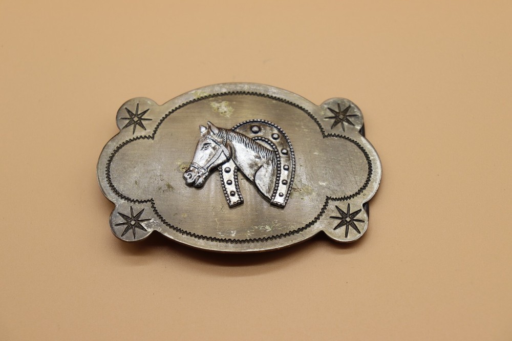 Vintage Horse Head and Horseshoe Belt Buckle