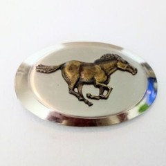 Vintage Silver and Gold Tone Running Horse Themed Belt Buckle