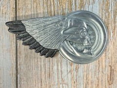 Eagle Skull Motorcycle Wheel Chopper Biker&rsquo;s Rider&rsquo;s Figural Cutout Belt Buckle