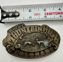Vintage 1976 Rocky Mountain Colorado Elk Deer Belt Buckle