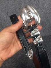 Custom Made sterling Silver 925 Buckle Billy Martin’s Lizard Leather belt