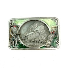 1983 Mining Detailed Colorful Enamel Metal Belt Buckle Spec Cast Siskiyou