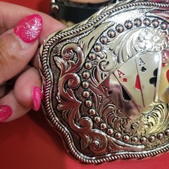 Four Aces Western Belt Buckle Cowboy Rodeo Jeans Buckle Silver-tone