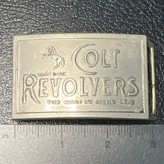 Colt Revolvers Vintage Silver Metal Western Belt Buckle Rectangular Logo