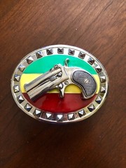 Rasta Rastafari Flag Gun Pistol Jamaica Jamaican Metal Unisex Men’s Belt Buckle