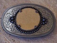 BELT BUCKLE Stone or Coin Holder Southwestern Cowboy High Quality Made in USA