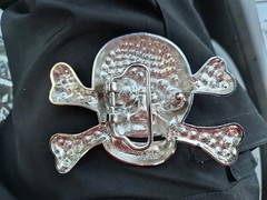 Pirate Skull Head Crossbones with Rhinestone Accent Gothic Punk FL&B Belt Buckle