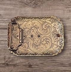 Christian Cowboy Belt Buckle For Man 4 1/4&Prime;x3 1/8&Prime; Gold Copper Tone/Silver