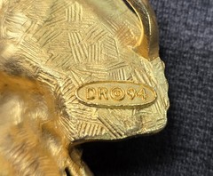 Vintage DR Elephant Belt Buckle Mens Gold Metal Rhinestone Western Safari 90s