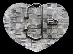 RJ01169 REALLY COOL *BLUE CRYSTALS HEART SHAPED* SILVERTONE FASHION BELT BUCKLE