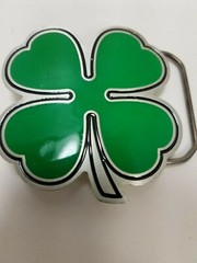 Pewter Belt Buckle Green Shamrock Great American Products 4002 2 1/2 x 2 1/2