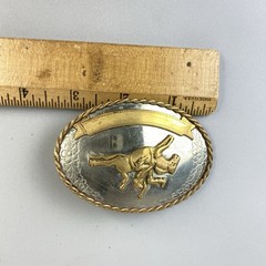 Vintage Western Belt Buckle Bucking Bronco Rodeo Gold Tone Nickle Silver