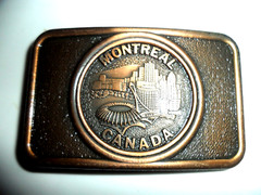 Montreal City Skyline Quebec Canada Olympic Stadium Downtown Belt Buckle