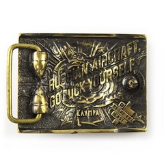Aviator solid brass belt buckle, The Ghost of Kyiv, Ukrainian aviator buckle