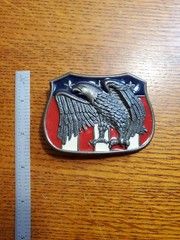 VTG Eagle USA Flag Banner Enamel Red White Blue Belt Buckle America Patriotic