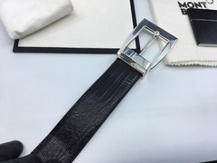 New Authentic Montblanc Sterling Silver Buckle Trapeze Calf Strap Belt