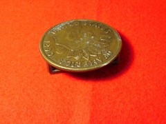 VINTAGE 2 3/8&Prime; ACROSS 1890 INDIAN HEAD CENT PENNY BRASS BELT BUCKLE