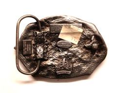 VINTAGE BELT BUCKLE – I LOVE COUNTRY MUSIC 1988 SISKIYOU