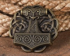Viking Thor&rsquo;s Hammer Antique Bronze Metal Belt Buckle 1.5 in Men Norse Celtic