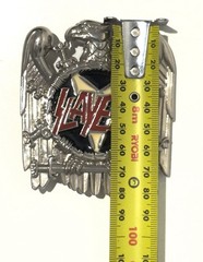 Slayer Belt Buckle Black & White Silver Enamel Metal Belt Buckle