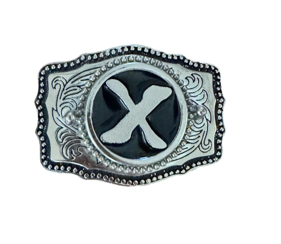 Vintage PEWTER IRON CROSS BELT BUCKLE 3.5x 4”