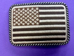 Embroidered American Patriotic Flag Rope Border Vintage Western Belt Buckle