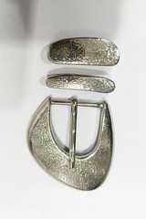 Western 3 piece buckle set Unisex Nickel Clr 1.25 in 30 mm cowgirl brass buckle
