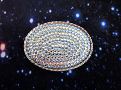 Vintage Belt Buckle Blue & White Rhinestone Crystal Western 80s Cowgirl Oval