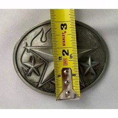 Western Stars Flames Belt Buckle Cowboy Cowgirl Statement Vtg 90s Silvertone