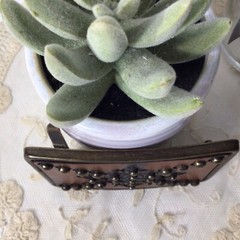 Brass Leather & Studs Belt Buckle~Brown/ Gold Handcrafted ~UNIQUE ~FREE SHIPPING