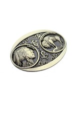 Men Antique Gold Metal Fashion Belt Buckle Big Native Buffalo Bull 5 Cents Coin