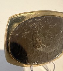 Rare Solid Bronze Turky Belt Buckle Made In USA Sculptured By Steven L Knight