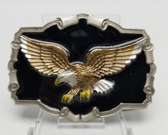 VTG 1983 The Great American Buckle Co ENAMEL EAGLE QD1243 Belt Buckle 3 3/4&Prime; USA