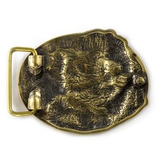 Belt buckle Fighting Knight, Medieval military solid brass belt buckle