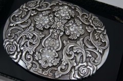 Nocona Western BLAZIN ROXX SILVER PLATED Oval Cross Belt BUCKLE 37108