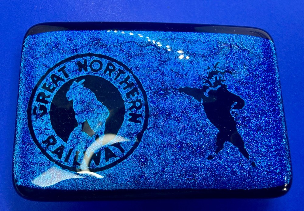 Great Northern Railway Locomotive Train Large Blue RARE Belt Buckle