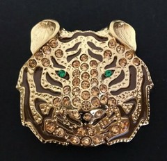 Exotic Gold Toned Rhinestone Tiger Green Eyes Belt Buckle Buckles