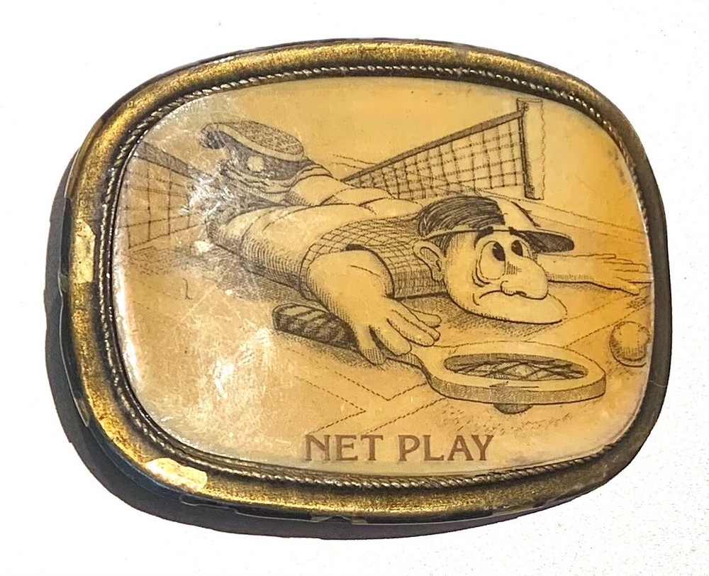 Men&rsquo;s Brass Belt Buckle with Tennis Illustration