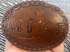 LEATHER BELT BUCKLE WITH NAME MIKE
