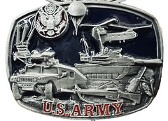 US Army buckle. Made In USA(3”-”2 1/2” )Fit for 1-1/2” Wider belt, Solid Pewter