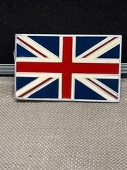 Union Jack British Flag Belt Buckle Pewter Vintage 4622 3 1/2&Prime;