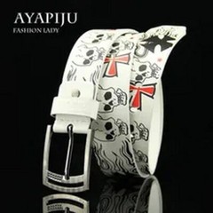 Skull Buckle Belt-Skeleton Pattern Pin Belts Punk Style Fashion Casual Waistband