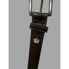 Larry Mahan Brown Genuine Leather Belt Silver Buckle 40&Prime; Length Made in China