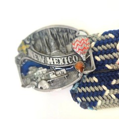 New Mexico Belt Buckle Woven Belt Men Southwestern USA Souvenir Vintage Retro