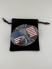 American Flag Cowboy Belt Buckle Western Patriotic Stars Stripes Enamel